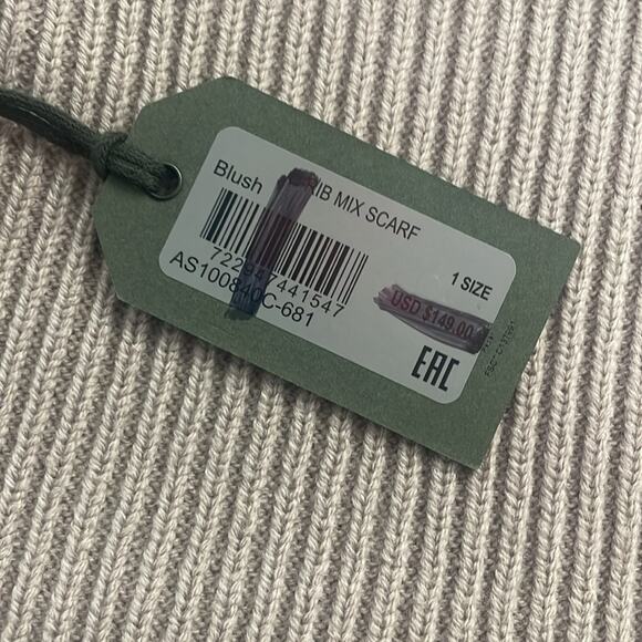 All Saints Mix Ribbed Blush Pink Wool Blend Scarf Retails: $149 New - Picture 4 of 6